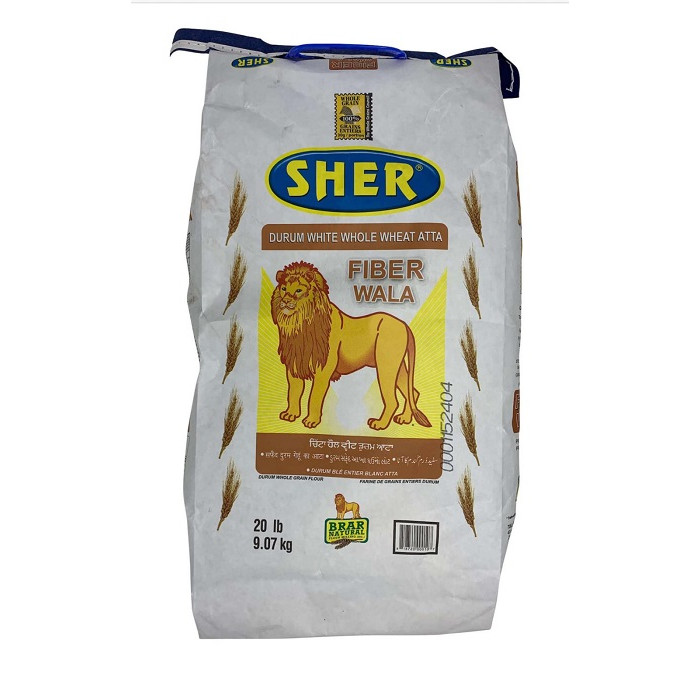 SHER Whole Wheat Atta/Flour Brown Bag (20 lbs)