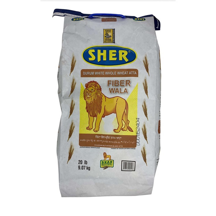 SHER Whole Wheat Atta/Flour Brown Bag (20 lbs)