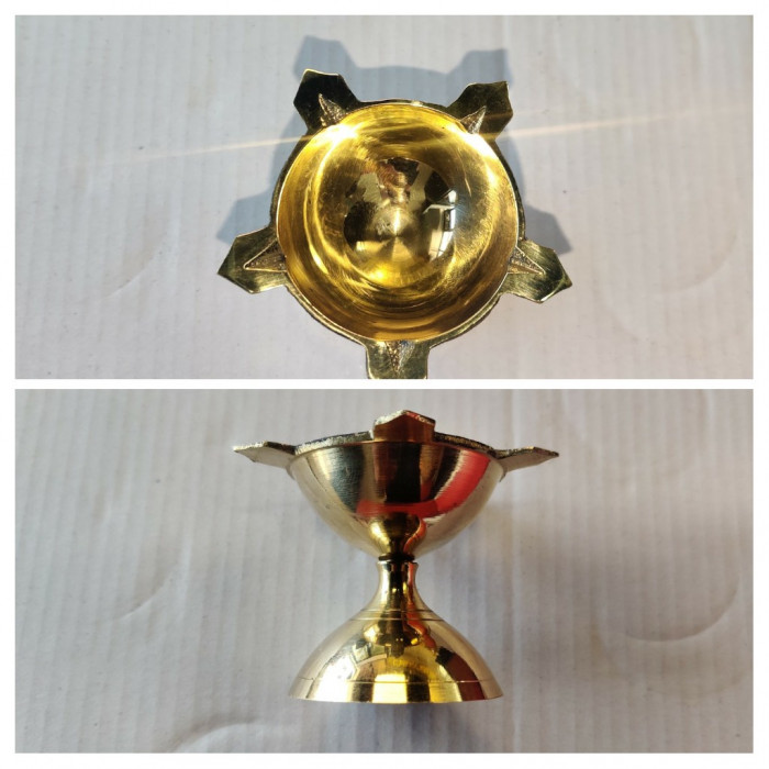 MEGH Pooja Brass Diya Puna Divi Thin Neck (1 Pc) 