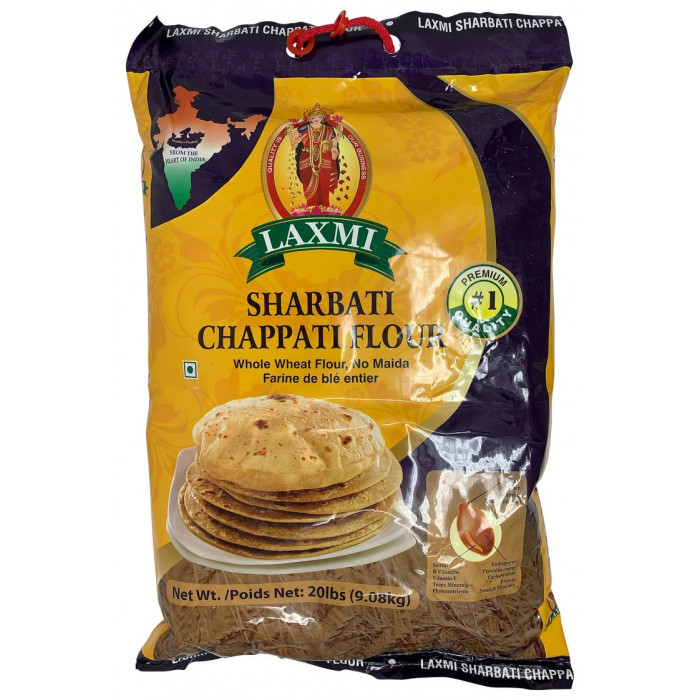 LAXMI Sharbati Chakki Whole Wheat Chapati Flour/Atta (20 Lb)