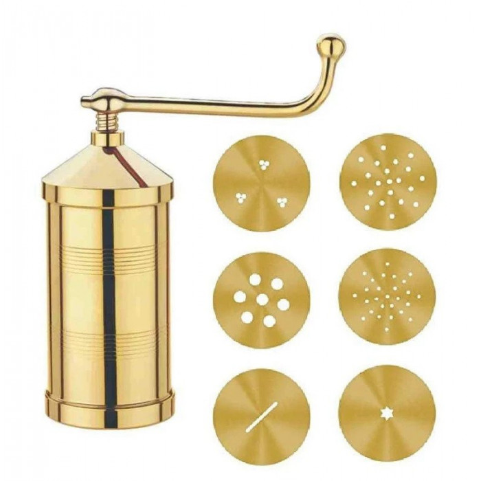Sev Sancha/Sancho Manual Pasta Maker Brass w/ 6 Blades (1 Pc)